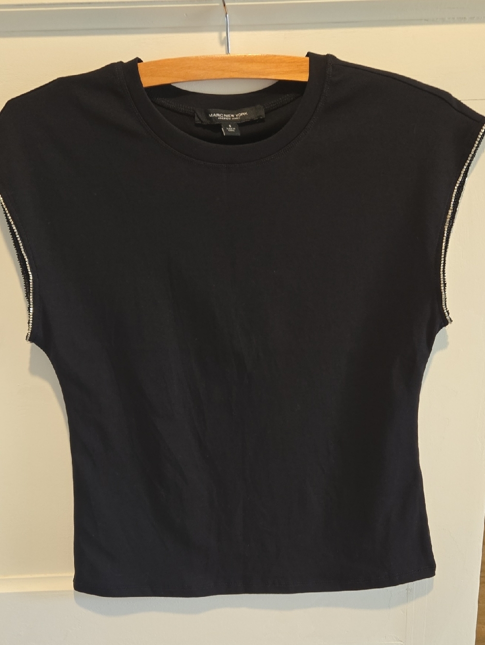 Marc New York Black Short-Sleeve Tee with Rhinestone Trim
